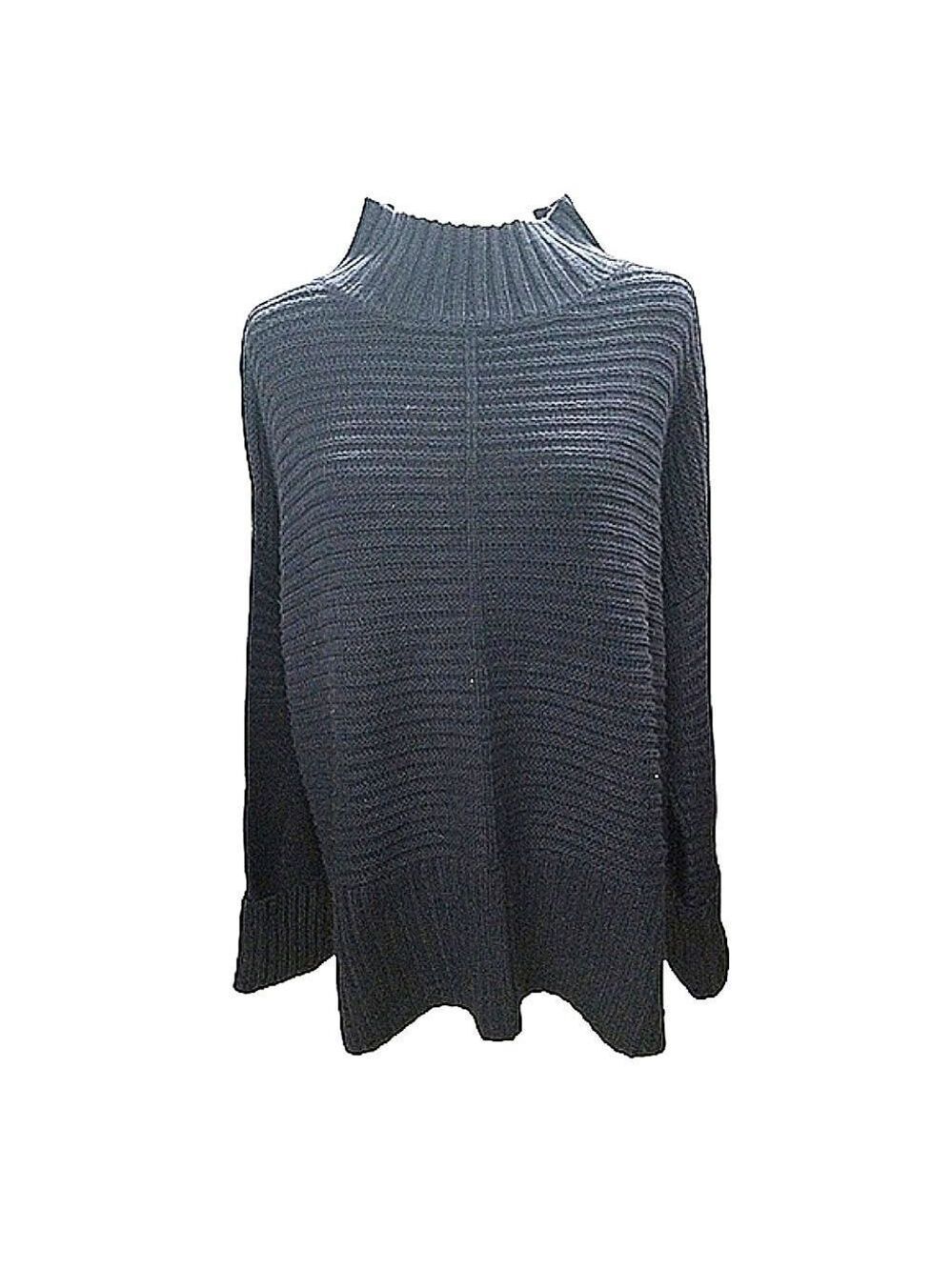 Topshop Sweater Knitted Oversized Ribbed Navy Pullover Size 10